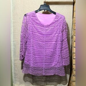 Christopher and Banks Lacey top with solid under-tank.